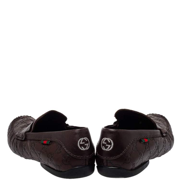 Pre Owned Gucci Brown Guccissima Leather Penny Loafer Size 41
