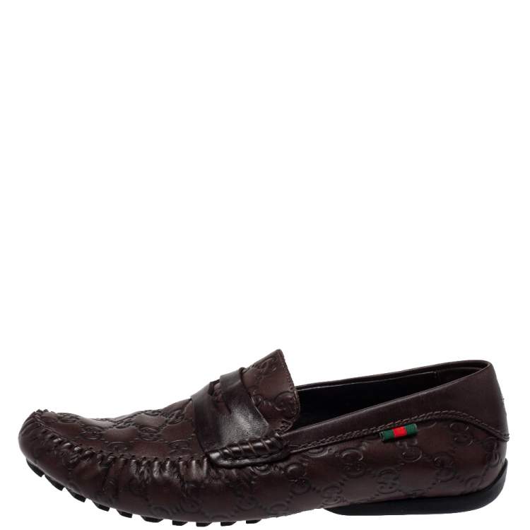 Pre Owned Gucci Brown Guccissima Leather Penny Loafer Size 41