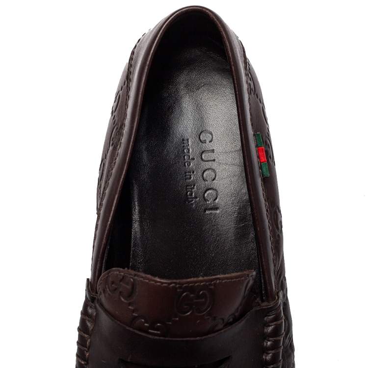 Pre Owned Gucci Brown Guccissima Leather Penny Loafer Size 41