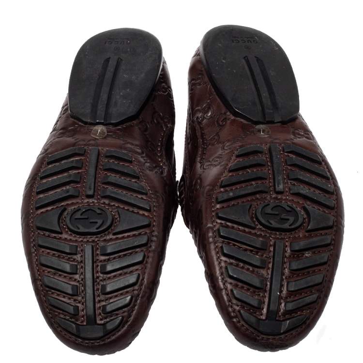 Pre Owned Gucci Brown Guccissima Leather Penny Loafer Size 41