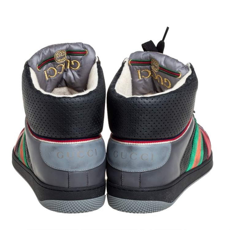 Pre Owned Gucci Multicolor Leather Screener High-Top Sneakers Size 45