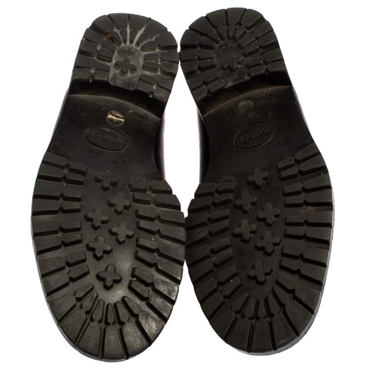 Pre Owned Gucci Black Leather Horsebit Loafer Size 46