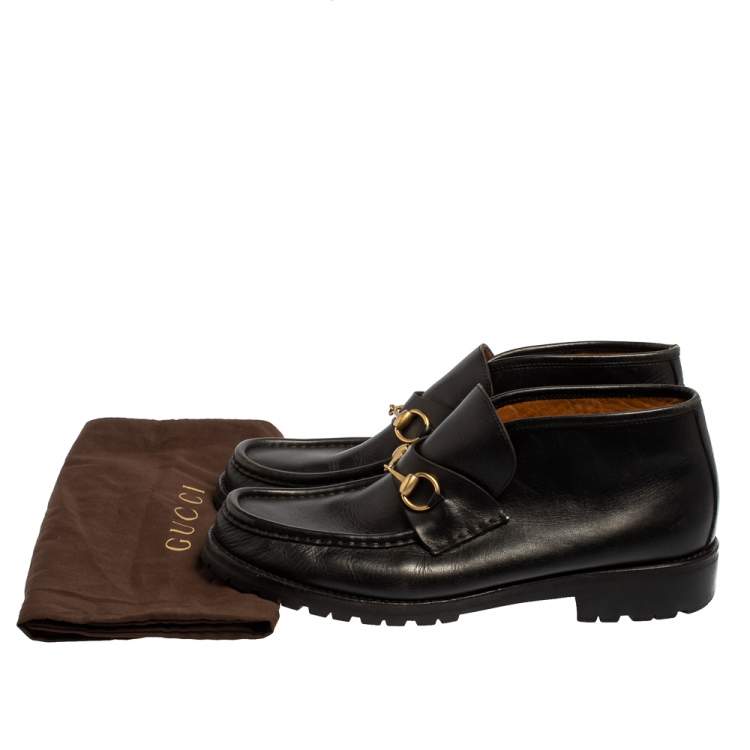 Pre Owned Gucci Black Leather Horsebit Loafer Size 46