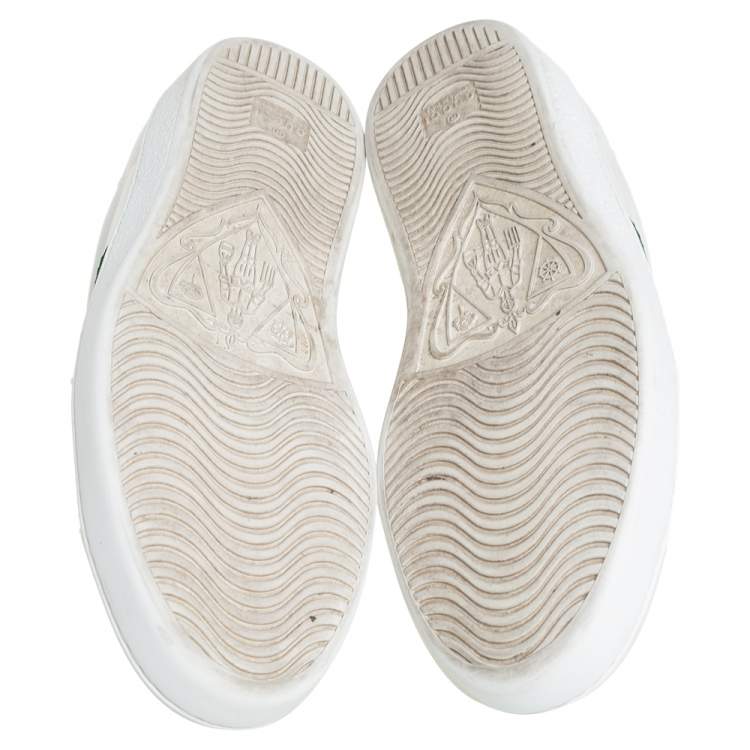 Pre Owned Gucci White Leather Ace Bee Motif Lace Up Low Top Sneakers Size 47