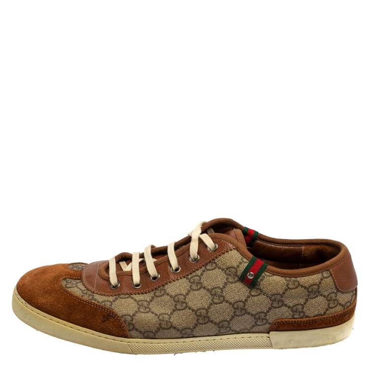 rib Signaal In zoomen Gucci Brown Suede And GG Canvas Low Top Sneakers Size 45 Gucci | TLC