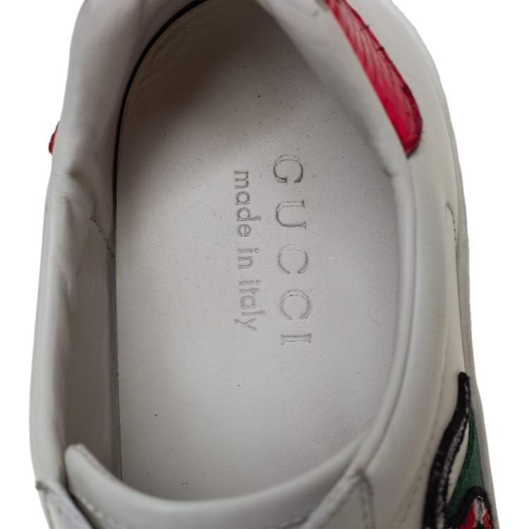 Pre Owned Gucci White Leather Snake Sneakers Size 39.5