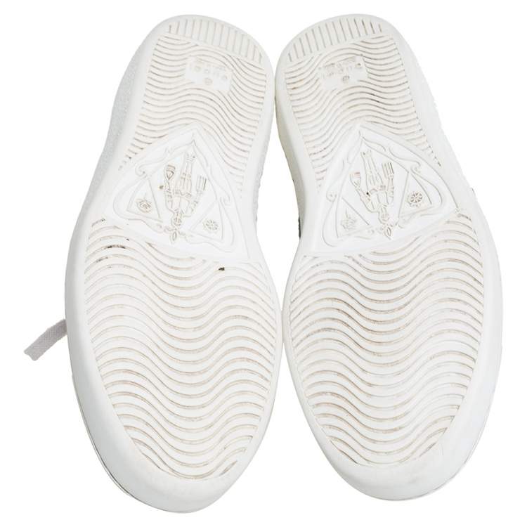 Pre Owned Gucci White Leather Snake Sneakers Size 39.5
