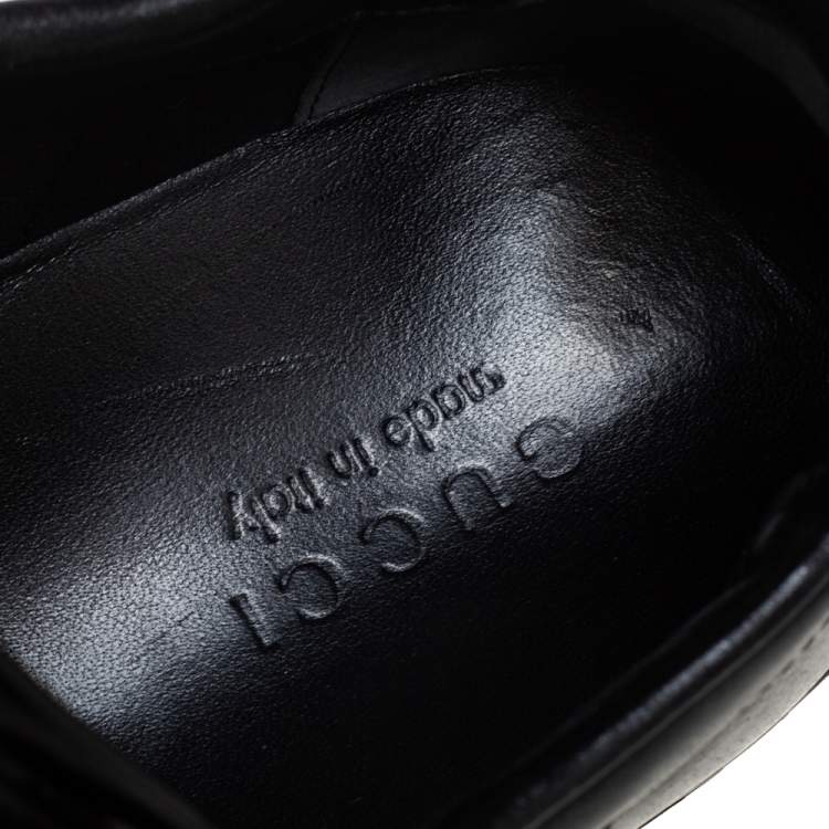 Pre Owned Gucci Black Leather Web Detail Low Top Sneakers Size 45