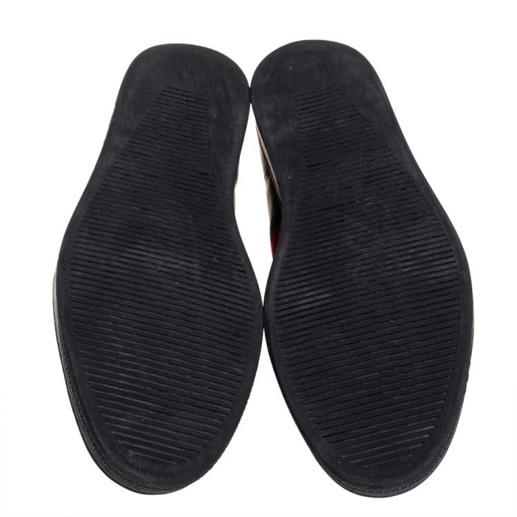 Pre Owned Gucci Black Leather Web Detail Low Top Sneakers Size 45