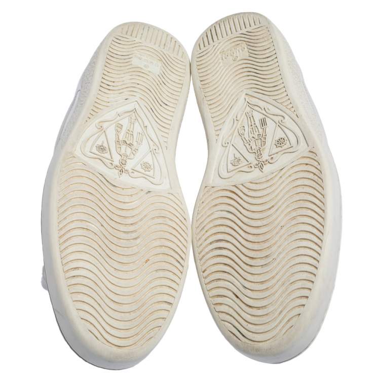 Pre Owned Gucci White Leather Web Ace Low Top Sneakers Size 44