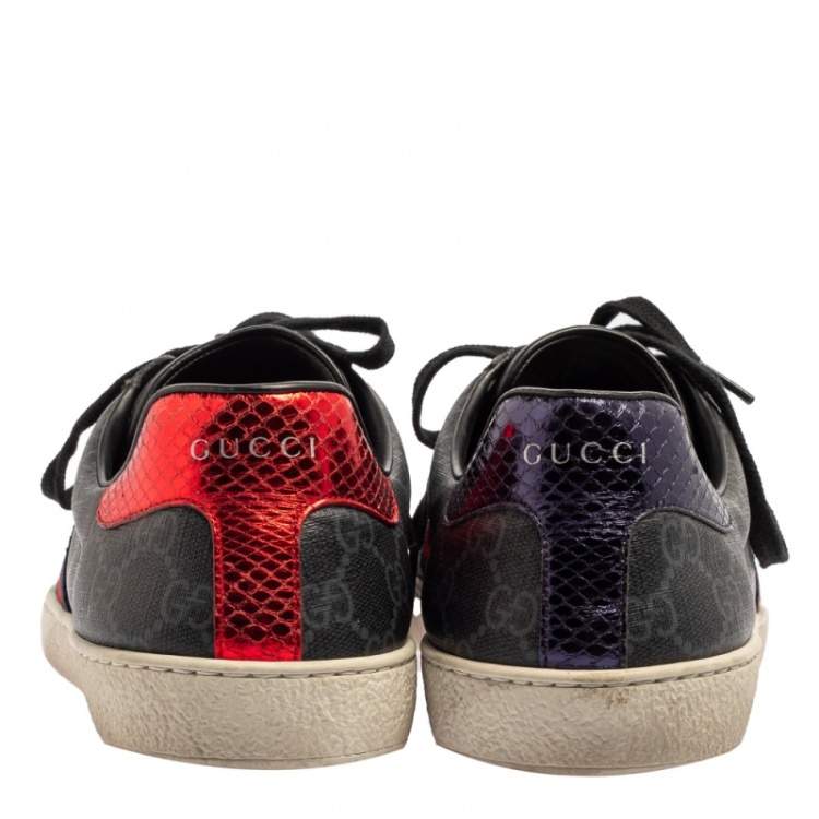 Pre Owned Gucci Grey GG Supreme Canvas Ace Low Top Sneakers Size 44.5