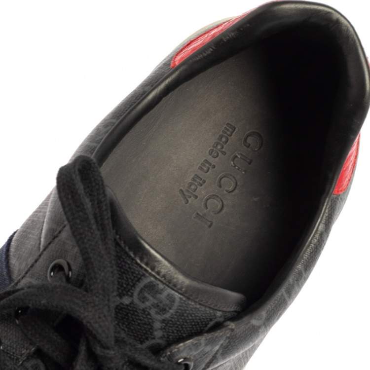 Pre Owned Gucci Grey GG Supreme Canvas Ace Low Top Sneakers Size 44.5