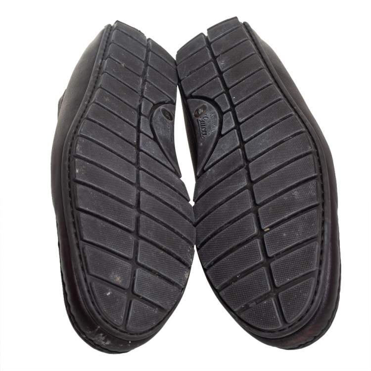 Pre Owned Gucci Brown Guccissima Leather GG Loafers Size 44