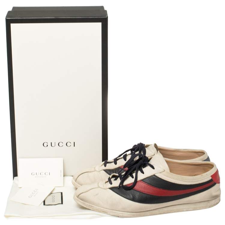 Pre Owned Gucci White/Blue Leather Falacer Sneakers Size 44