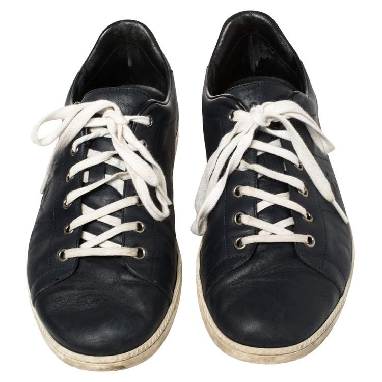 Pre Owned Gucci Blue Leather Lace Up Sneakers Size 44