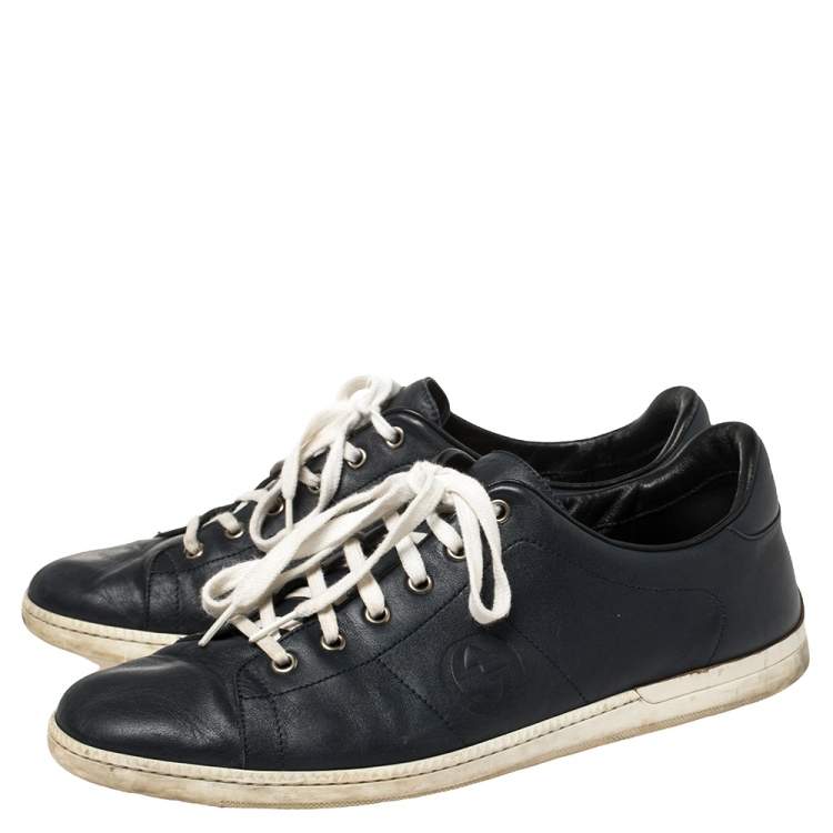 Pre Owned Gucci Blue Leather Lace Up Sneakers Size 44