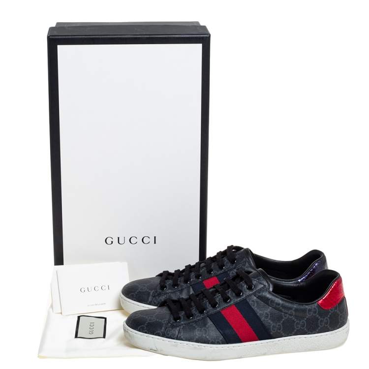 Pre Owned Gucci Grey GG Supreme Canvas Web Ace Low Top Sneakers Size 41