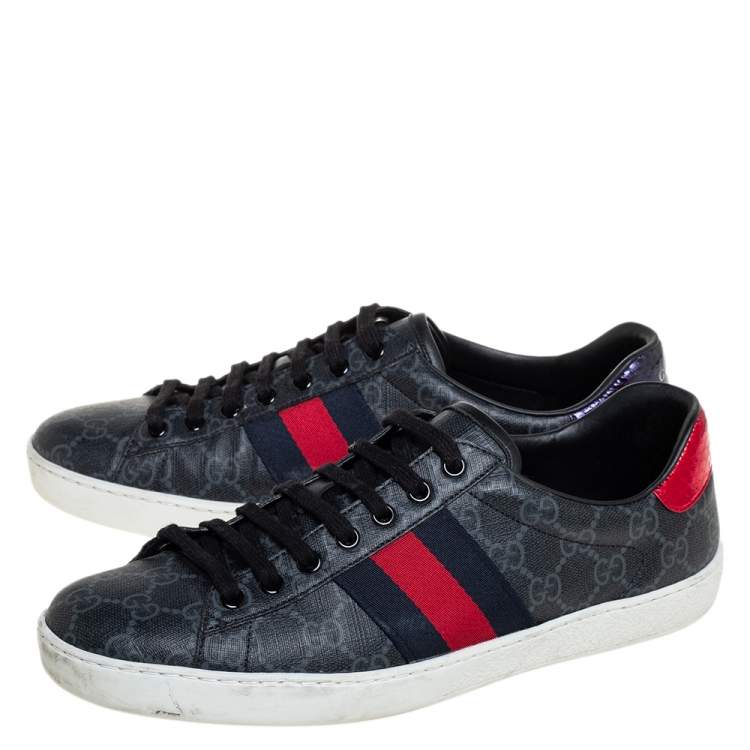Pre Owned Gucci Grey GG Supreme Canvas Web Ace Low Top Sneakers Size 41