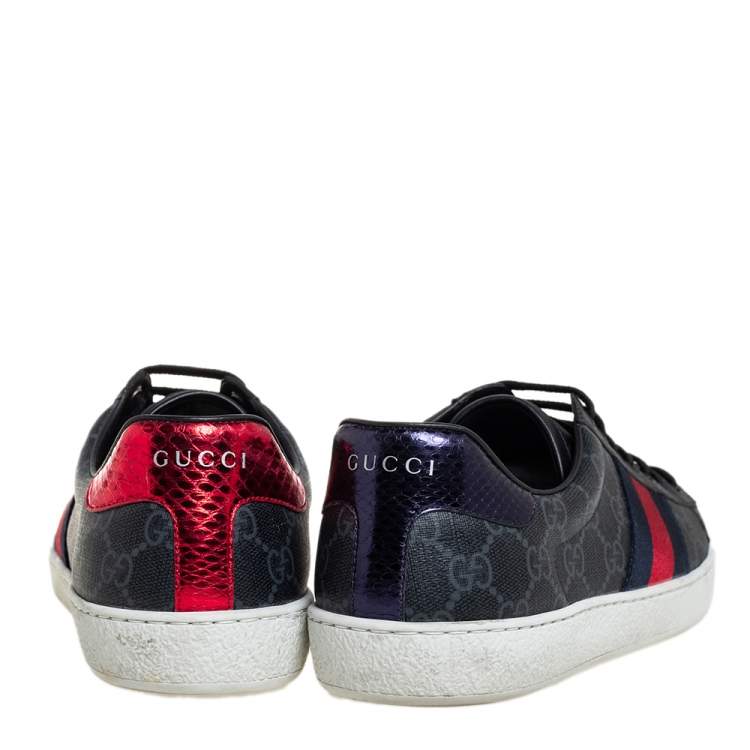 Pre Owned Gucci Grey GG Supreme Canvas Web Ace Low Top Sneakers Size 41