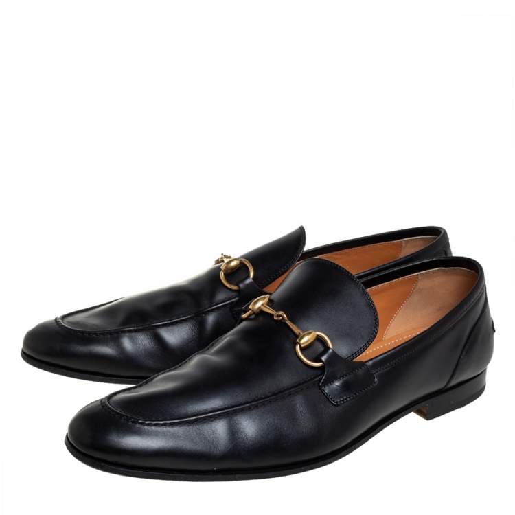 Pre Owned Gucci Black Leather Horsebit Slip On Loafers Size 46