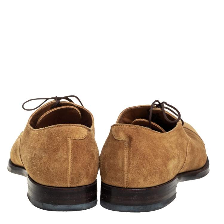 Pre Owned Gucci Tan Suede Oxford Loafers Size 45