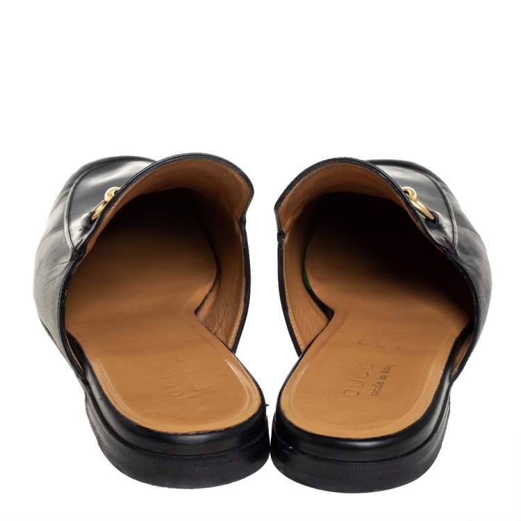 Pre Owned Gucci Black Leather Princetown Horsebit Mules Size 45