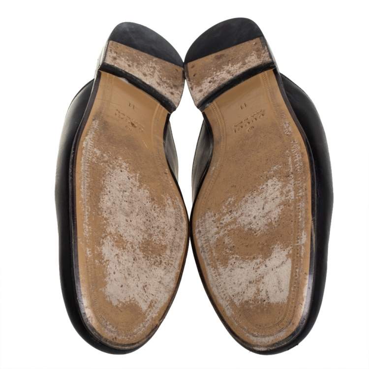 Pre Owned Gucci Black Leather Princetown Horsebit Mules Size 45