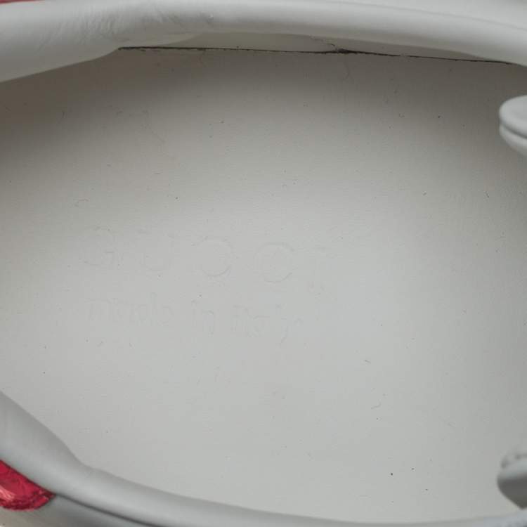 Pre Owned Gucci White Leather Ace Embroidered Tiger Low Top Sneakers Size 45