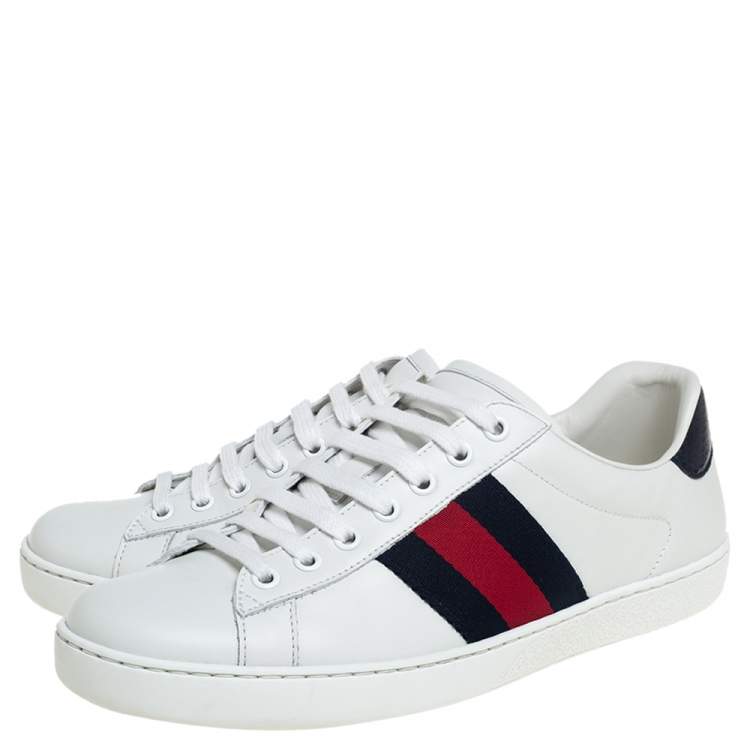 Pre Owned Gucci White Leather Ace Low Top Sneakers Size 40
