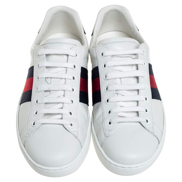 Pre Owned Gucci White Leather Ace Low Top Sneakers Size 40