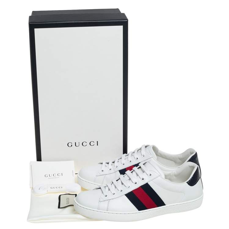Pre Owned Gucci White Leather Ace Low Top Sneakers Size 40