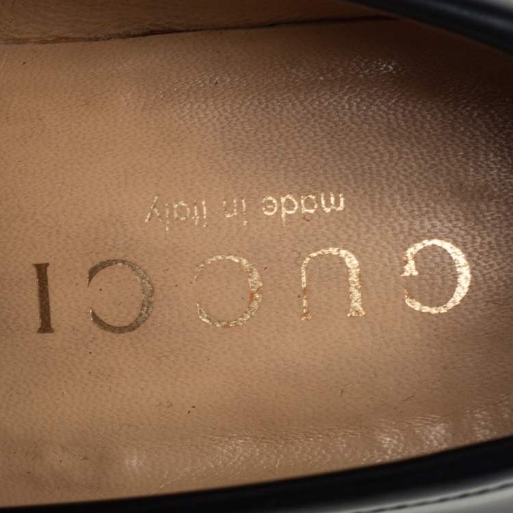 Pre Owned Gucci Black Leather Horsebit Square Toe Slip On Loafers Size 40.5