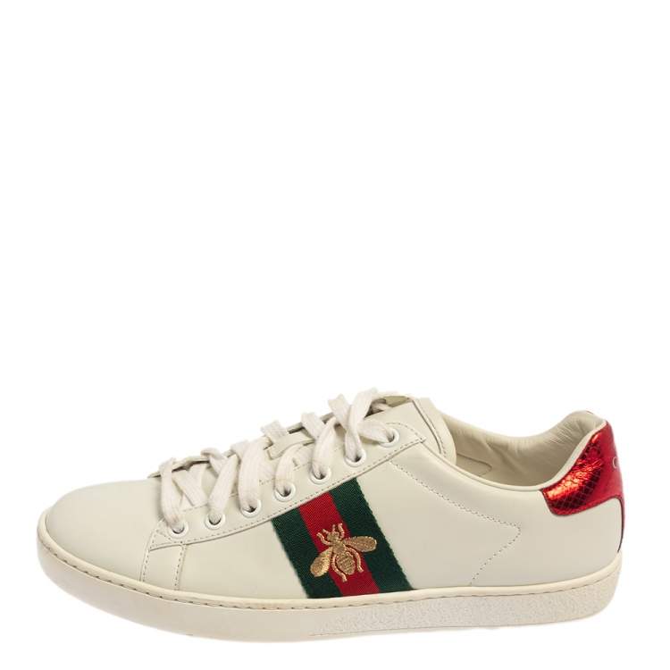 White Leather And Ace Bee Sneakers Size 37 Gucci TLC