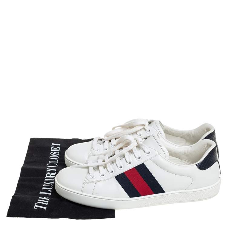 Pre Owned Gucci White Leather  Ace Low Top Sneakers Size 40 