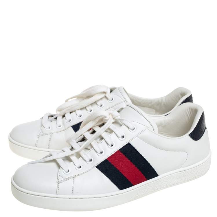 Pre Owned Gucci White Leather  Ace Low Top Sneakers Size 40 