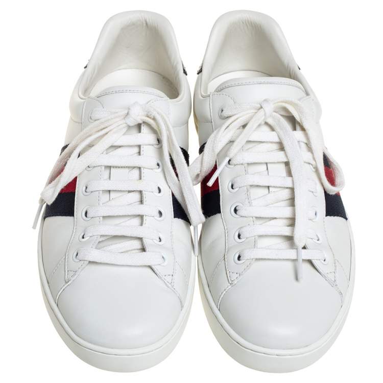 Pre Owned Gucci White Leather  Ace Low Top Sneakers Size 40 