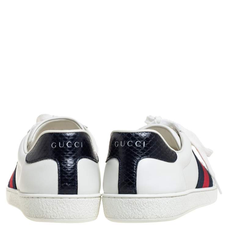 Pre Owned Gucci White Leather  Ace Low Top Sneakers Size 40 