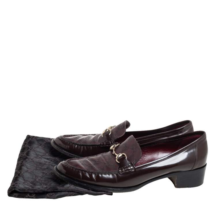 Pre Owned Gucci Brown Guccissima Leather Horsebit Slip On Loafers Size 41