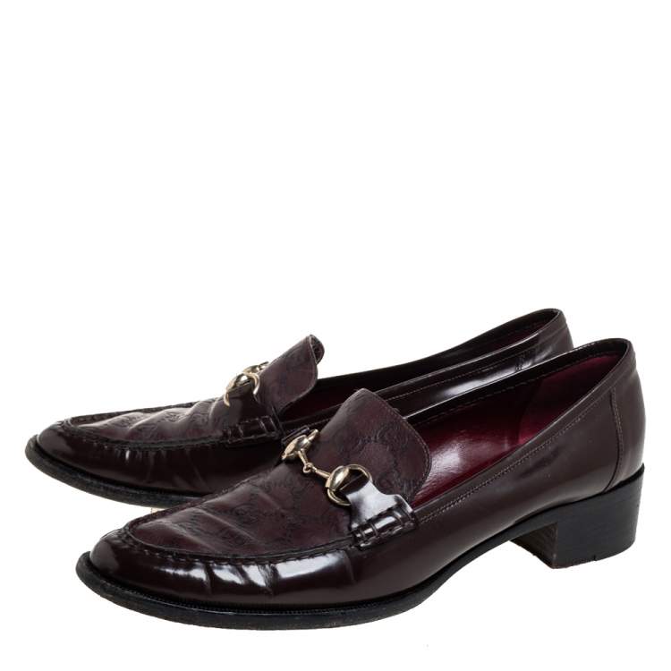 Pre Owned Gucci Brown Guccissima Leather Horsebit Slip On Loafers Size 41