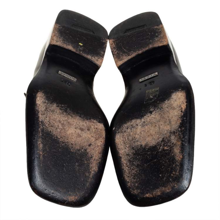 Pre Owned Gucci Brown Leather Square Horsebit Web Detail Loafers Size 45