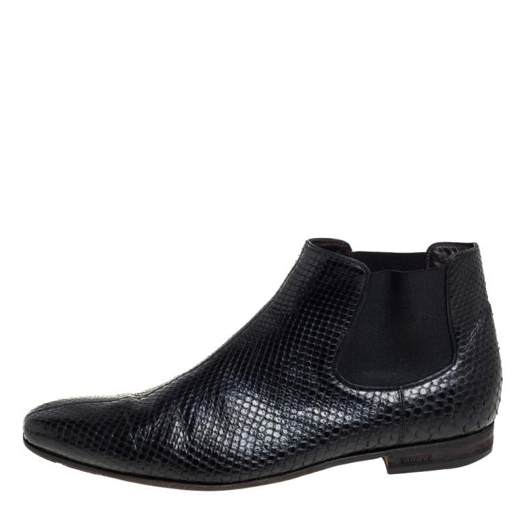 Pre Owned Gucci Black Python Chelsea Boots Size 44