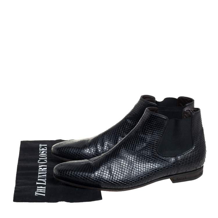 Pre Owned Gucci Black Python Chelsea Boots Size 44