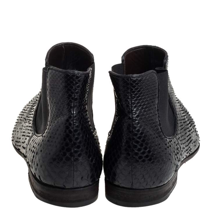 Pre Owned Gucci Black Python Chelsea Boots Size 44