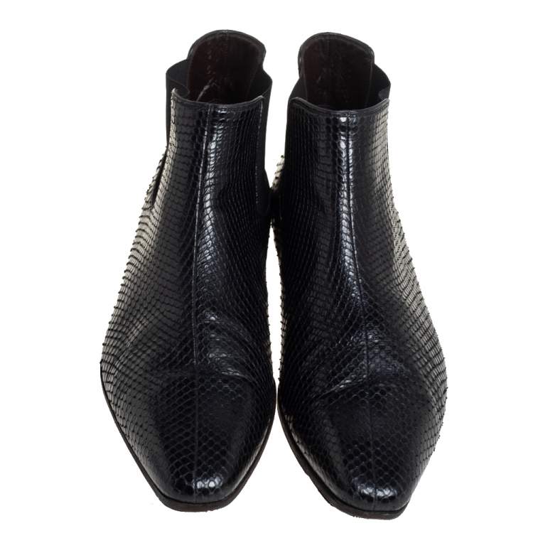 Pre Owned Gucci Black Python Chelsea Boots Size 44