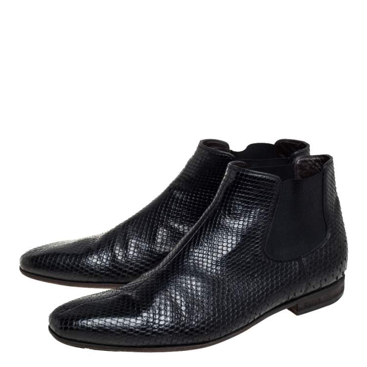 Pre Owned Gucci Black Python Chelsea Boots Size 44