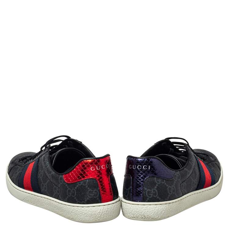 Pre Owned Gucci Grey GG Supreme Canvas Ace Sneakers Size 39.5