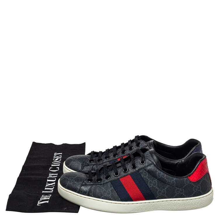 Pre Owned Gucci Grey GG Supreme Canvas Ace Sneakers Size 39.5