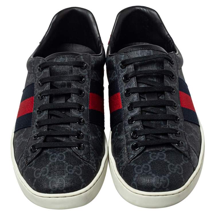 Pre Owned Gucci Grey GG Supreme Canvas Ace Sneakers Size 39.5