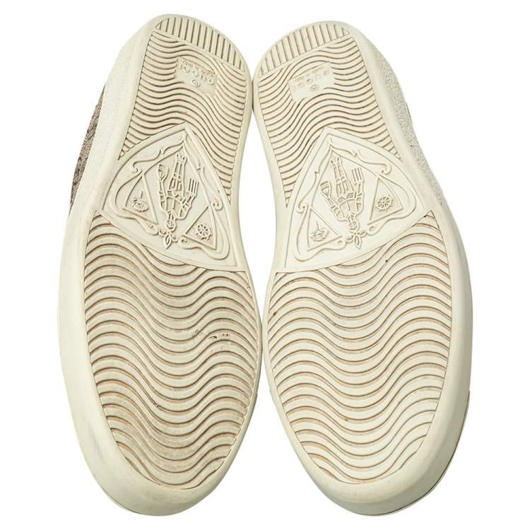 Pre Owned Gucci Beige/Brown GG Supreme Canvas and Leather Low Top Sneakers Size 39