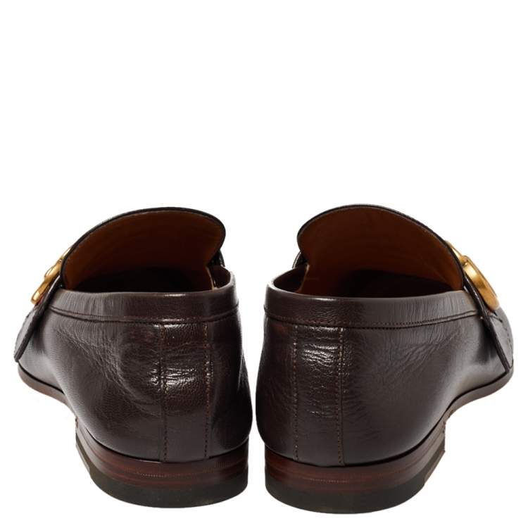 Pre Owned Gucci Brown Leather GG Web Loafer Size 40